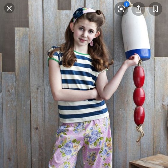 Matilda Jane Paddle Boat Wide Stripe Tee Girls 2 - Picture 1 of 7